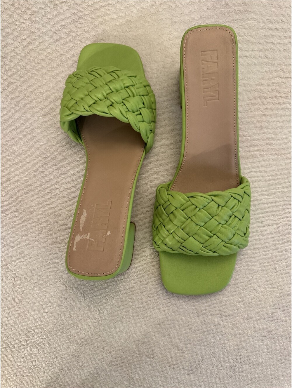 Faryl Neon Green Leather Pippa Slide Heel Size 14 Women’s 12 Men’s CD Friendly